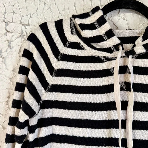 J. Crew Black and White Striped Hoodie Sweater - Picture 2 of 6